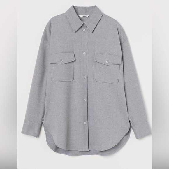 H&M Jackets & Blazers - H&M Light Grey Shacket L
